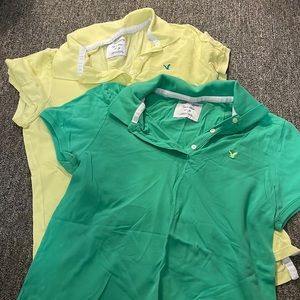 2 American eagle 🦅 polo shirts new yellow n green